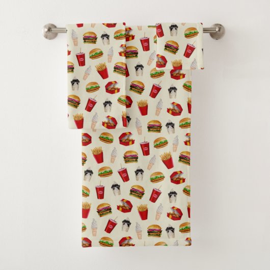 Fast Food Burgers, Fries, Sundaes Badhandtuch Set (Insitu)