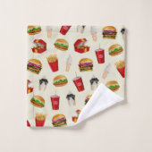 Fast Food Burgers, Fries, Sundaes Badhandtuch Set (Waschlappen)
