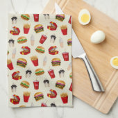 Fast Food Burgers, Fries, Sundaes Geschirrtuch (Viertel Falte)