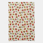 Fast Food Burgers, Fries, Sundaes Geschirrtuch (Vertikal)