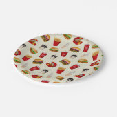 Fast Food Burgers, Fries, Sundaes Pappteller (Schrägansicht)