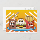 Fast Food Cartoon Postkarte (Vorne/Hinten)