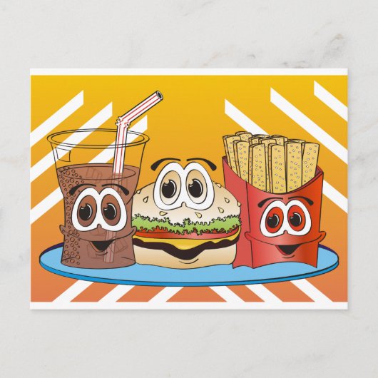Fast Food Cartoon Postkarte (Vorderseite)