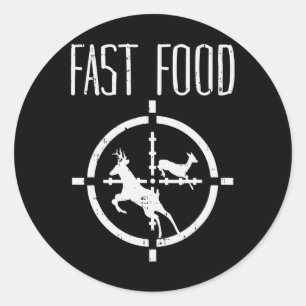 Fast Food Deh Funny Elk Buck Bow Jagd Spaß Hu Runder Aufkleber