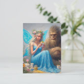 Fast Food Dinner mit Sasquatch und der Fairy Postkarte (Stehend Vorderseite)