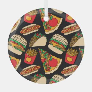Fast Food Fiesta: Vintage-Muster-Isolation Ornament Aus Glas
