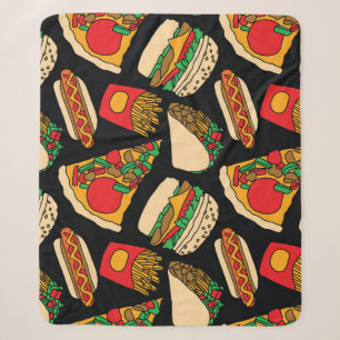 Fast Food Fiesta: Vintage-Muster-Isolation Sherpadecke
