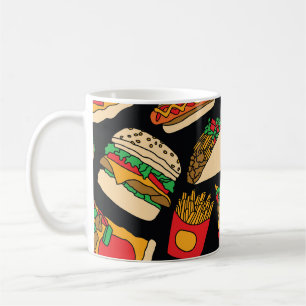 Fast Food Fiesta: Vintage Musterisolierung Kaffeetasse