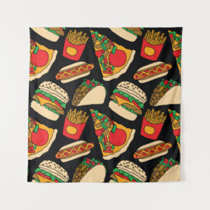 Fast Food Fiesta: Vintage Musterisolierung Wandteppich