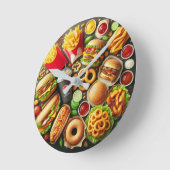 Fast Food Frenzy Wall Clock Runde Wanduhr (Winkel)