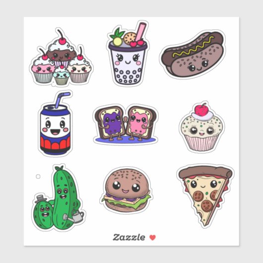 Fast Food Fun & Sweet Treat Stickers for Kids Aufkleber (Blatt)