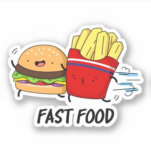 Fast Food Funny Burger and Fries Pun Aufkleber (Vorderseite)