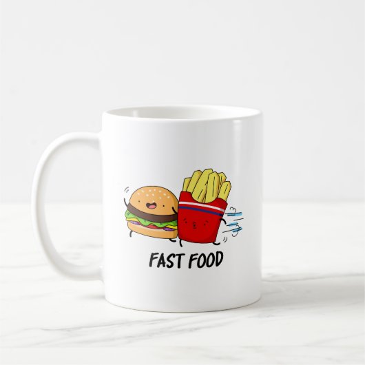 Fast Food Funny Burger and Fries Pun Kaffeetasse (Links)