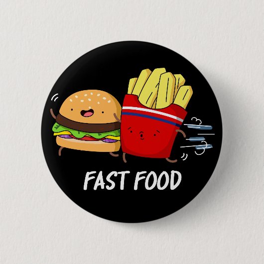 Fast Food Funny Burger and Frin Pun Dark BG Button (Vorderseite)
