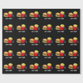 Fast Food Funny Burger and Frin Pun Dark BG Geschenkpapier (Flach)