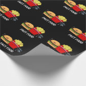 Fast Food Funny Burger and Frin Pun Dark BG Geschenkpapier (Ecke)