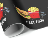 Fast Food Funny Burger and Frin Pun Dark BG Geschenkpapier (Rolleneckpunkt)