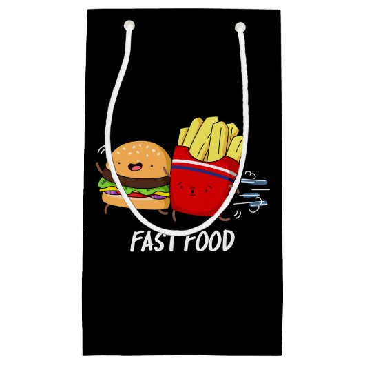 Fast Food Funny Burger and Frin Pun Dark BG Kleine Geschenktüte