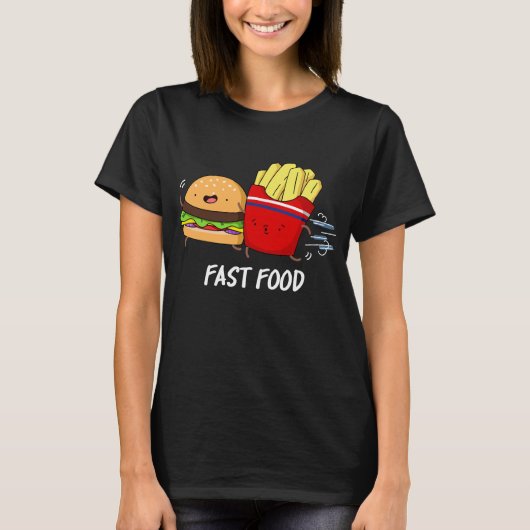 Fast Food Funny Burger and Frin Pun Dark BG T-Shirt (Vorderseite)