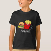 Fast Food Funny Burger and Frin Pun Dark BG T-Shirt (Vorderseite)
