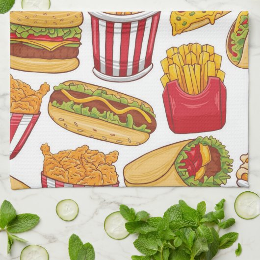 Fast Food  Geschirrtuch (Gefaltet)