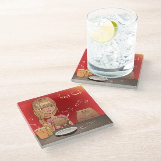 Fast Food Glasuntersetzer (Schrägansicht)