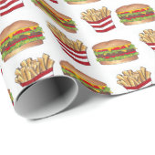 Fast Food Hamburger Burger Cheeseburger Fries Geschenkpapier (Rolleneckpunkt)