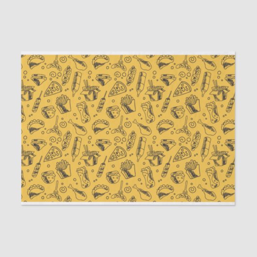 Fast Food Hamburger Fries Hot Dog Hühnermuster Seidenpapier (Vorderseite)