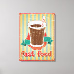 Fast Food Hintergrund mit Drink im Retro-Stil Leinwanddruck<br><div class="desc">Fast Food Hintergrund mit Drink im Retro-Stil. © und ® Bigstock® - Alle Rechte vorbehalten.</div>