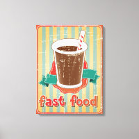 Fast Food Hintergrund mit Drink im Retro-Stil