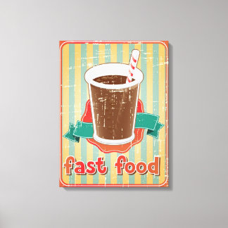 Fast Food Hintergrund mit Drink im Retro-Stil Leinwanddruck
