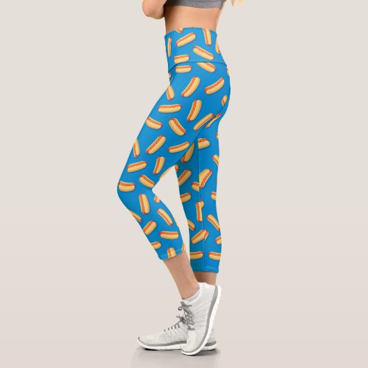 Fast Food Hotdogs-Muster Capri Leggings (Links)
