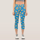 Fast Food Hotdogs-Muster Capri Leggings (Vorderseite)