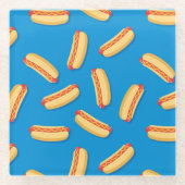 Fast Food Hotdogs-Muster Glasuntersetzer (Vorderseite)