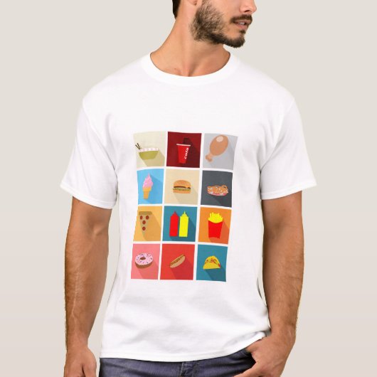 Fast Food Icons T-Shirt (Vorderseite)