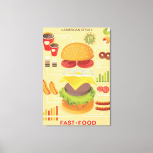 Fast Food-Infografik Leinwanddruck