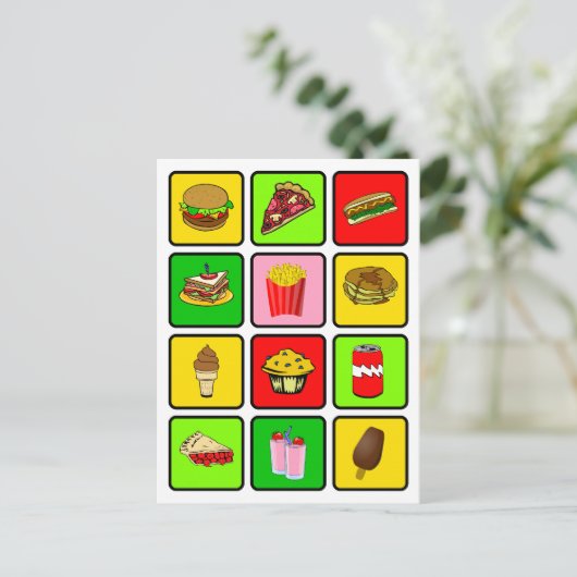 Fast Food Junkie Postcard Postkarte (Stehend Vorderseite)
