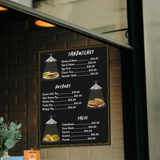 Fast Food Menu Sandwiches | Hotdogs | Tacos Black Poster