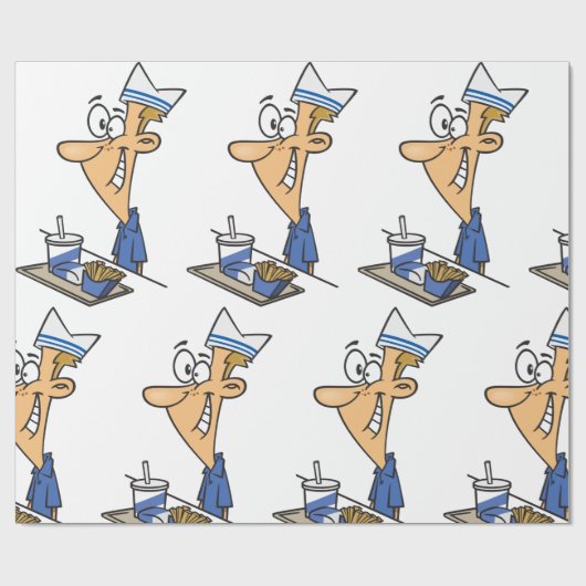 Fast Food-Mitarbeiter Geschenkpapier (Flach)
