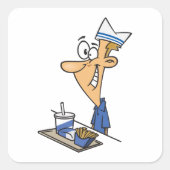 Fast Food-Mitarbeiter Quadratischer Aufkleber (Vorderseite)