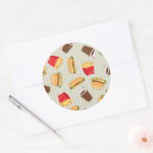 Fast-Food-Muster 2 Runder Aufkleber (Umschlag)