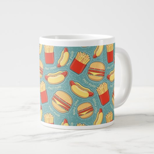 Fast-Food-Muster 3 Jumbo-Tasse (Vorderseite Rechts)