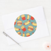 Fast-Food-Muster 3 Runder Aufkleber (Umschlag)