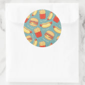 Fast-Food-Muster 3 Runder Aufkleber (Tasche)