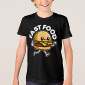 Fast Food Niedlich Burger Running Funny Tri-Blend Shirt (Vorderseite)