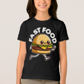 Fast Food Niedlich Burger Running Funny Tri-Blend Shirt (Vorderseite)
