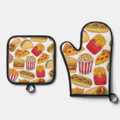 Fast Food Ofenhandschuh & Topflappen-Set (Vorderseite)
