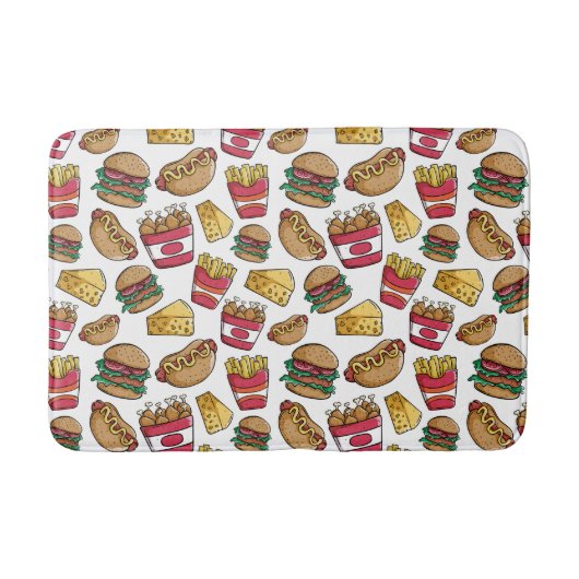 Fast Food Pattern Badmatten Badematte (Vorderseite)