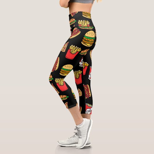 Fast Food Pattern Capri Leggings (Links)