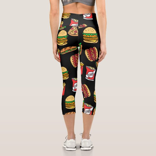 Fast Food Pattern Capri Leggings (Rückseite)